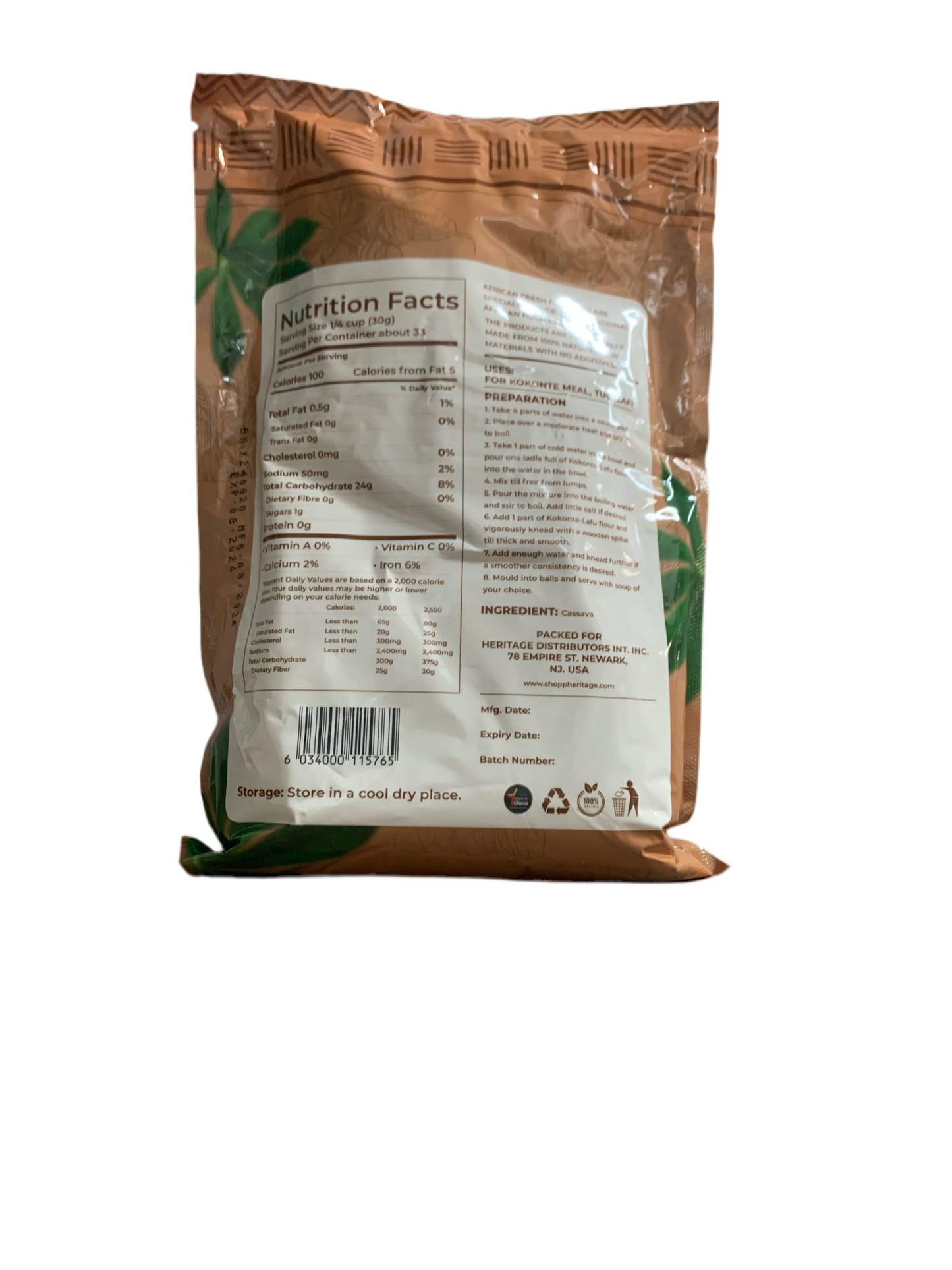 African Fresh Kokonte/Lafu/Cassava Flour